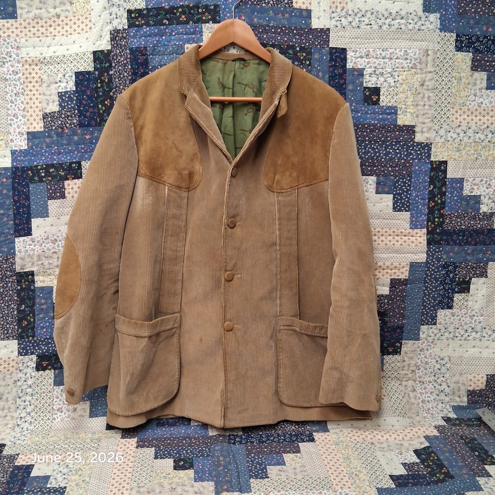 True Vintage 60s Eddie Bauer Corduroy Blazer Size 44 Long Pheasant Lined
